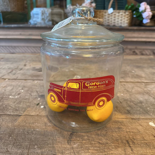 VINTAGE GORDON'S FRESH FOOD JAR WITH LID