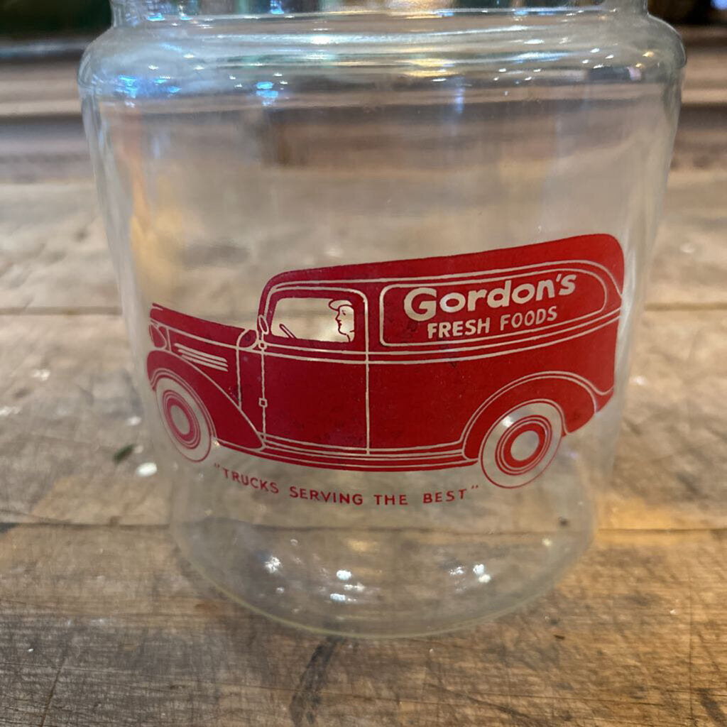 VINTAGE GORDON'S FRESH FOOD JAR WITH LID