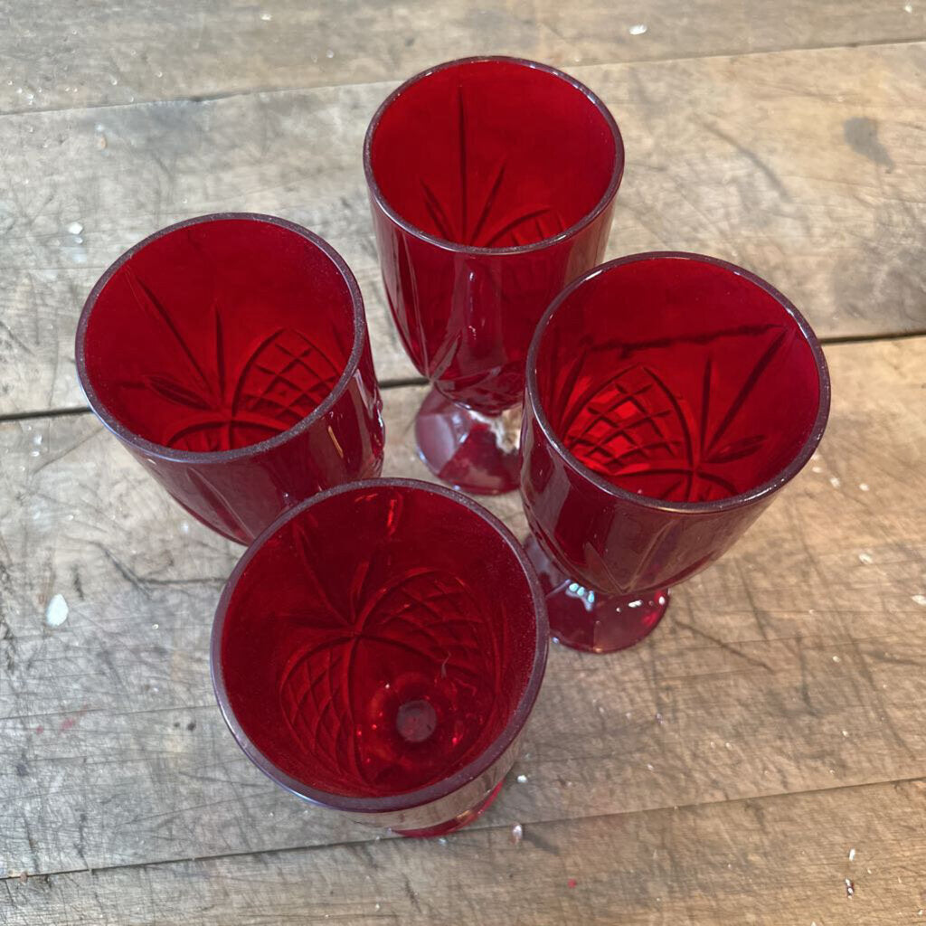 IRIS RUBY RED CRYSTAL GOBLETS