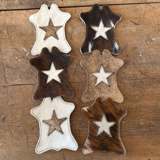 COWHIDE COASTERS WITH STAR