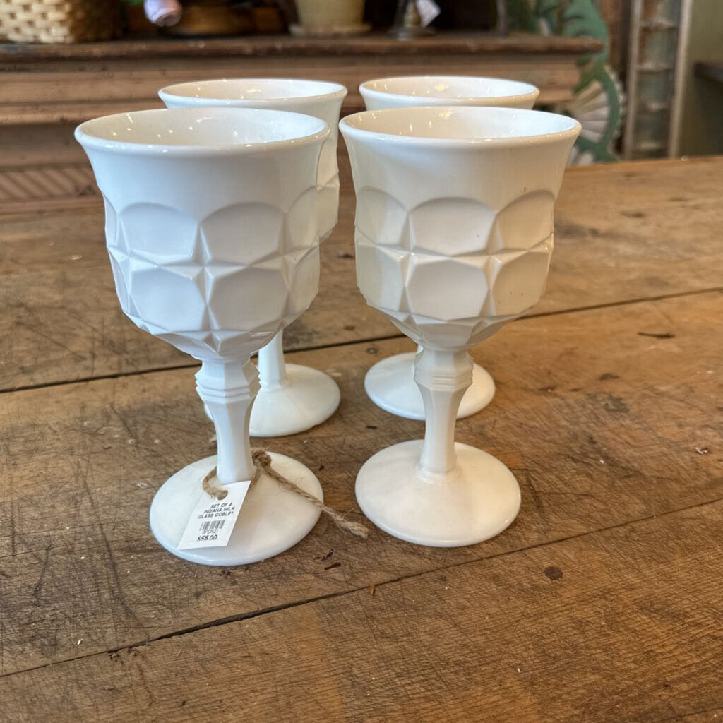 INDIANA MILK GLASS GOBLETS