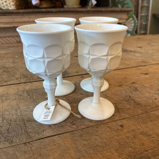 INDIANA MILK GLASS GOBLETS