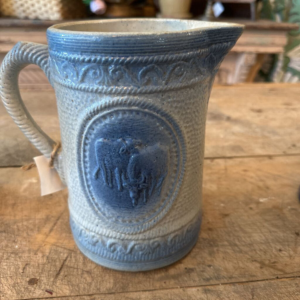 VINTAGE SALT GLAZE COW PITCHER