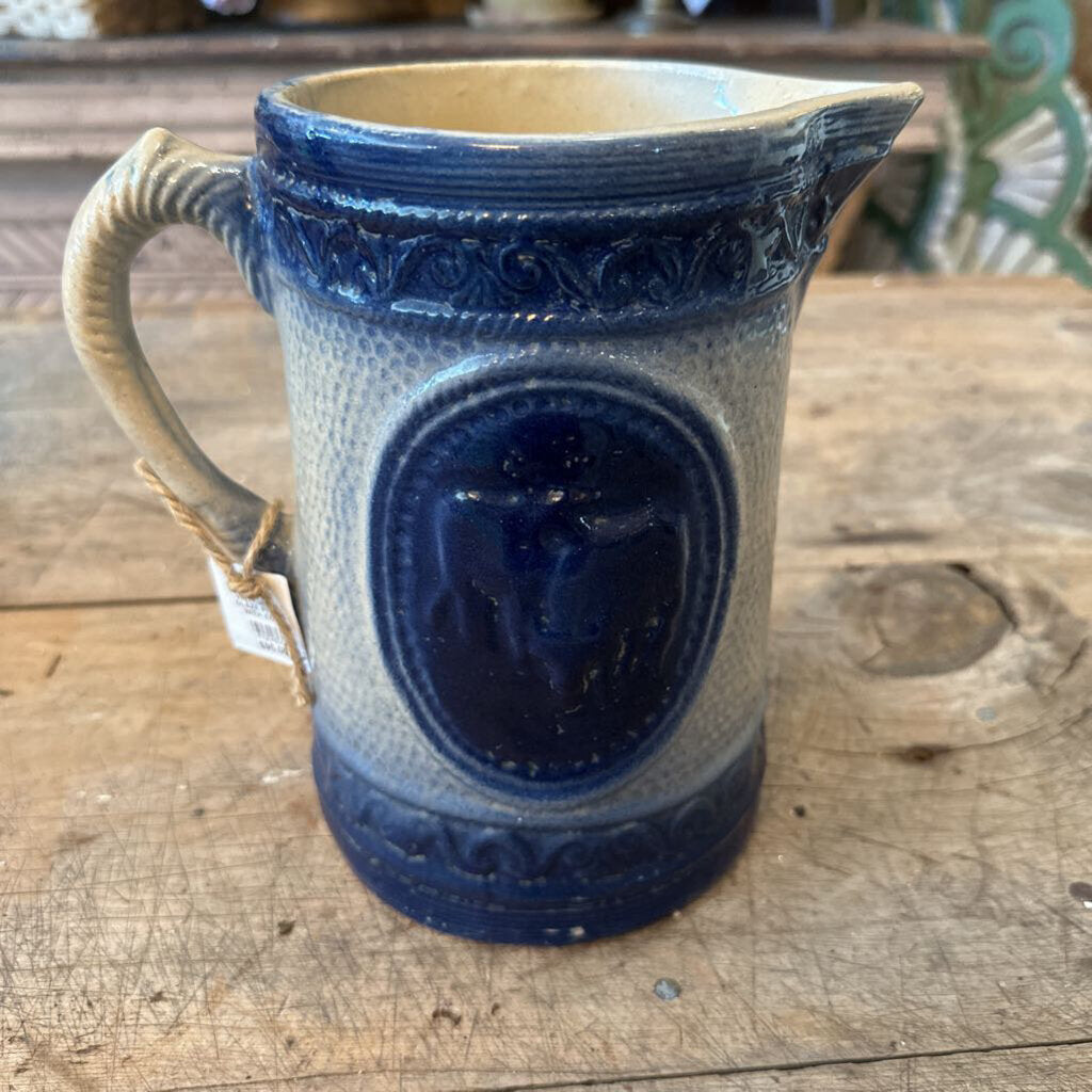 VINTAGE SALT GLAZE COW PITCHER