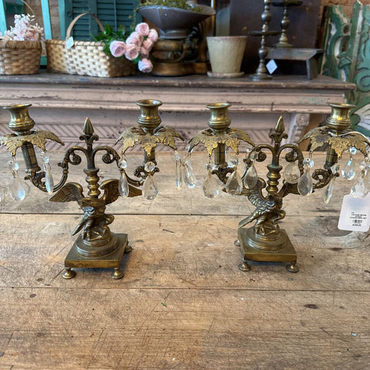 VINTAGE BRASS EAGLE CANDELABRA SET