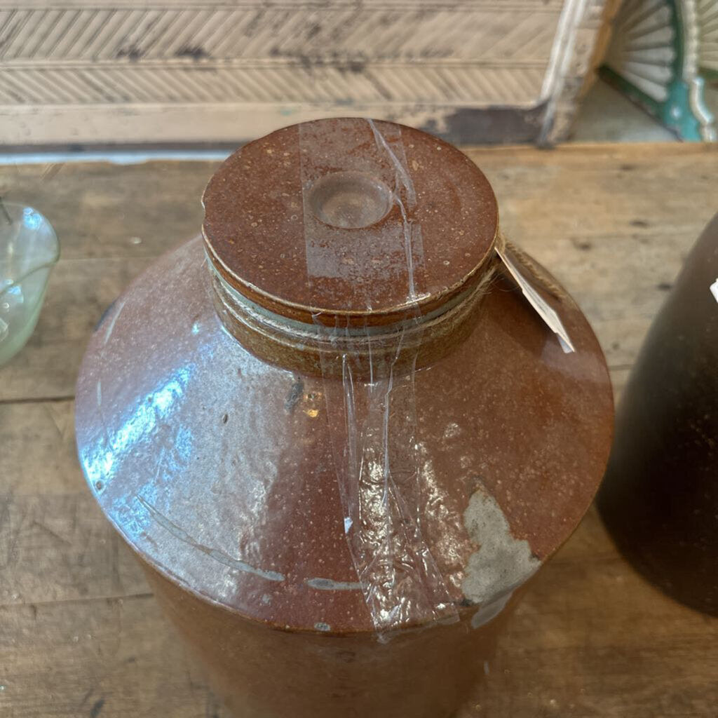 5 GALLON SALT GLAZE JUG WITH LID