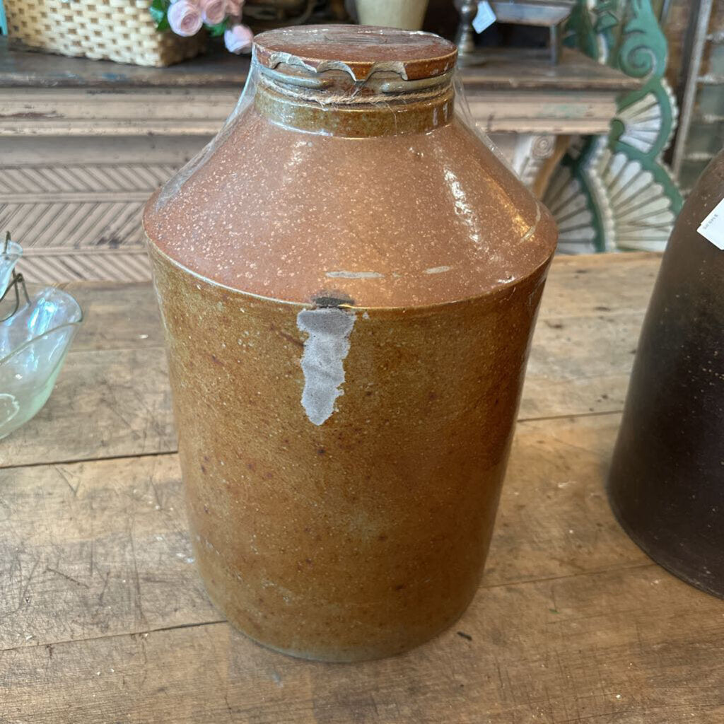 5 GALLON SALT GLAZE JUG WITH LID