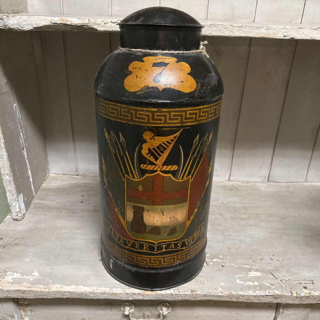 HAND PAINTED TIN TEA CANISTER