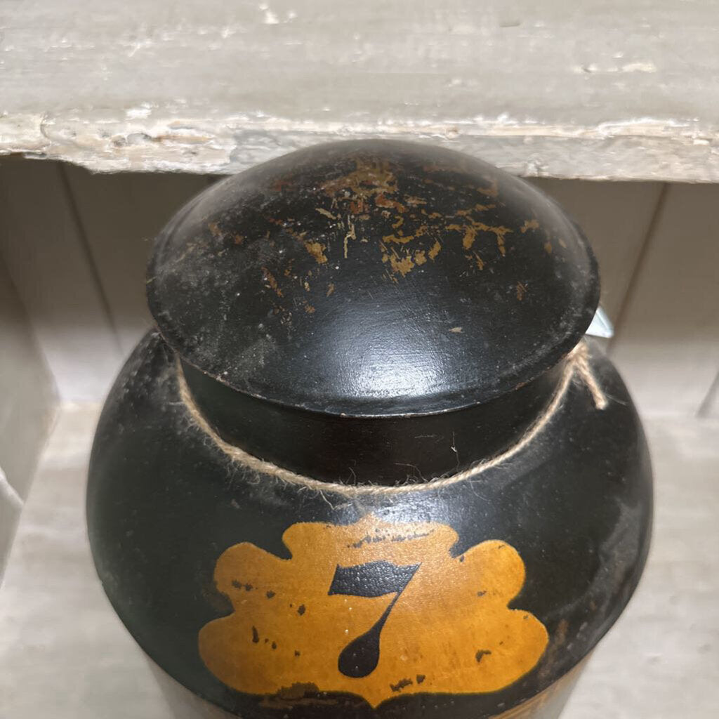 HAND PAINTED TIN TEA CANISTER