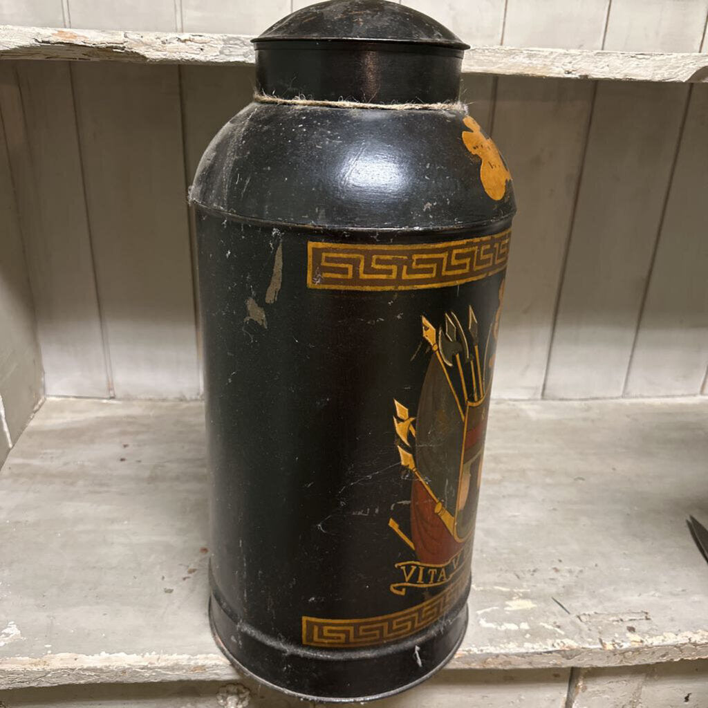 HAND PAINTED TIN TEA CANISTER