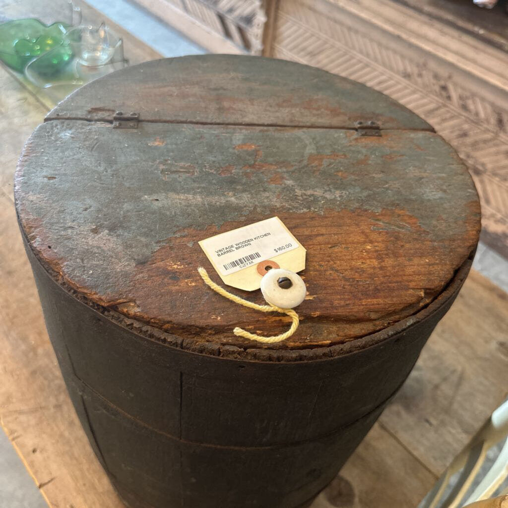 VINTAGE WOODEN KITCHEN BARREL