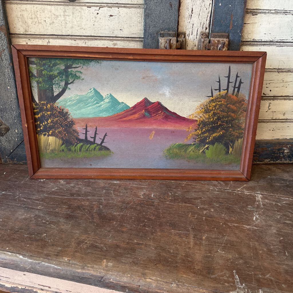 VINTAGE PAINTING OF MOUNTAINS