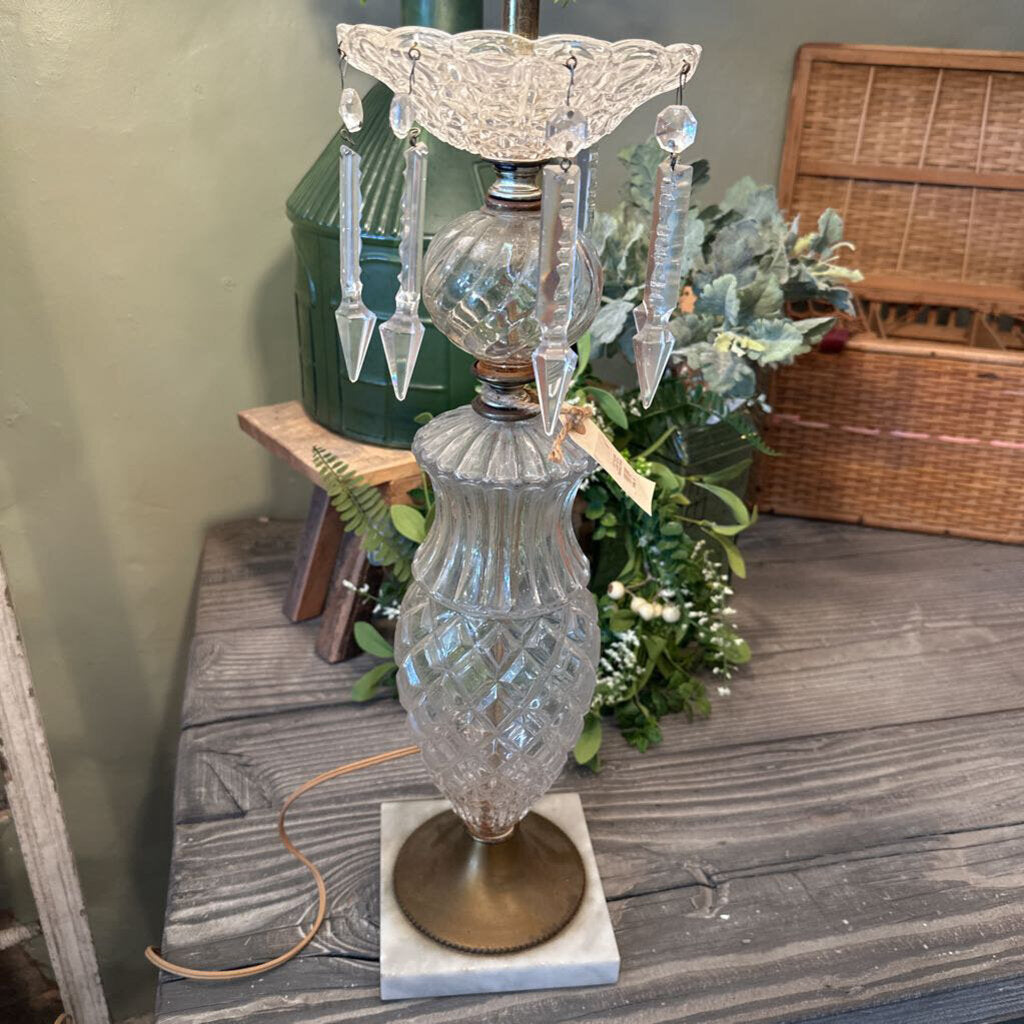 CUT GLASS LAMP WITH MARBLE BASE