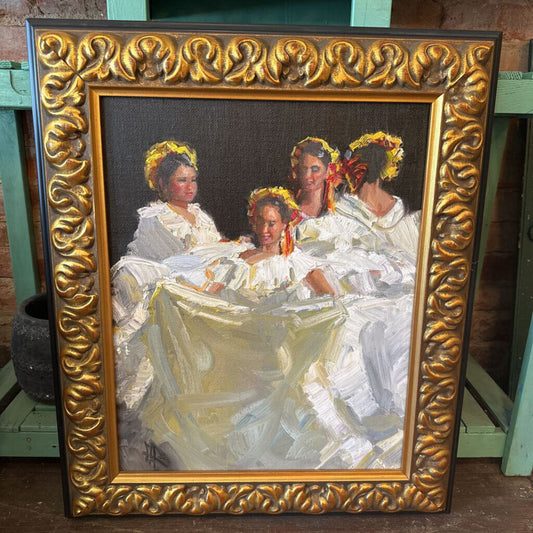GALLERY FRAMED ORIGINAL OIL PAINTING "WHITE DRESSES" BY GALLEGOS