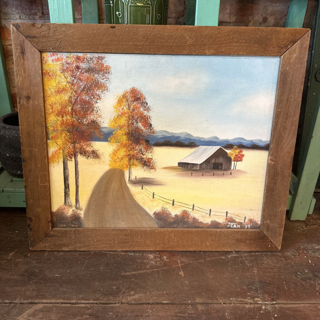 PAINTING OF BARN IN FALL