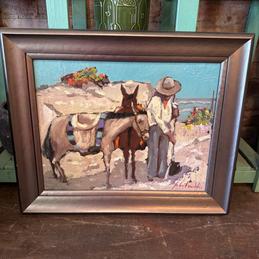 GALLERY FRAMED OIL ON CANVAS "THE BURRO" BY J. FRANKLIN
