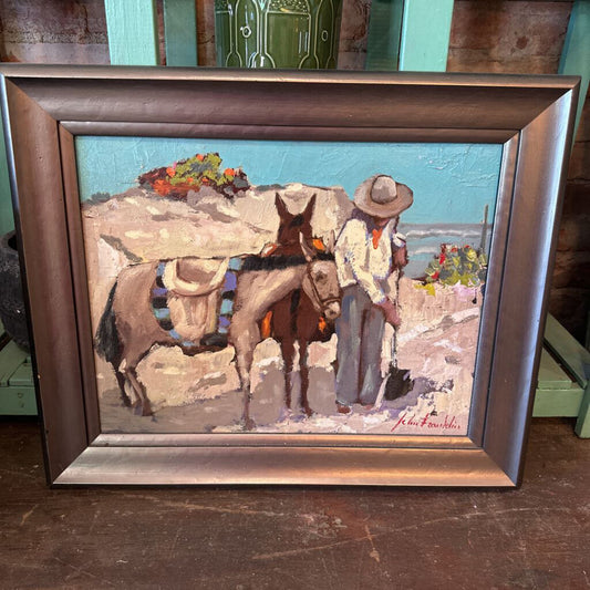 GALLERY FRAMED OIL ON CANVAS "THE BURRO" BY J. FRANKLIN