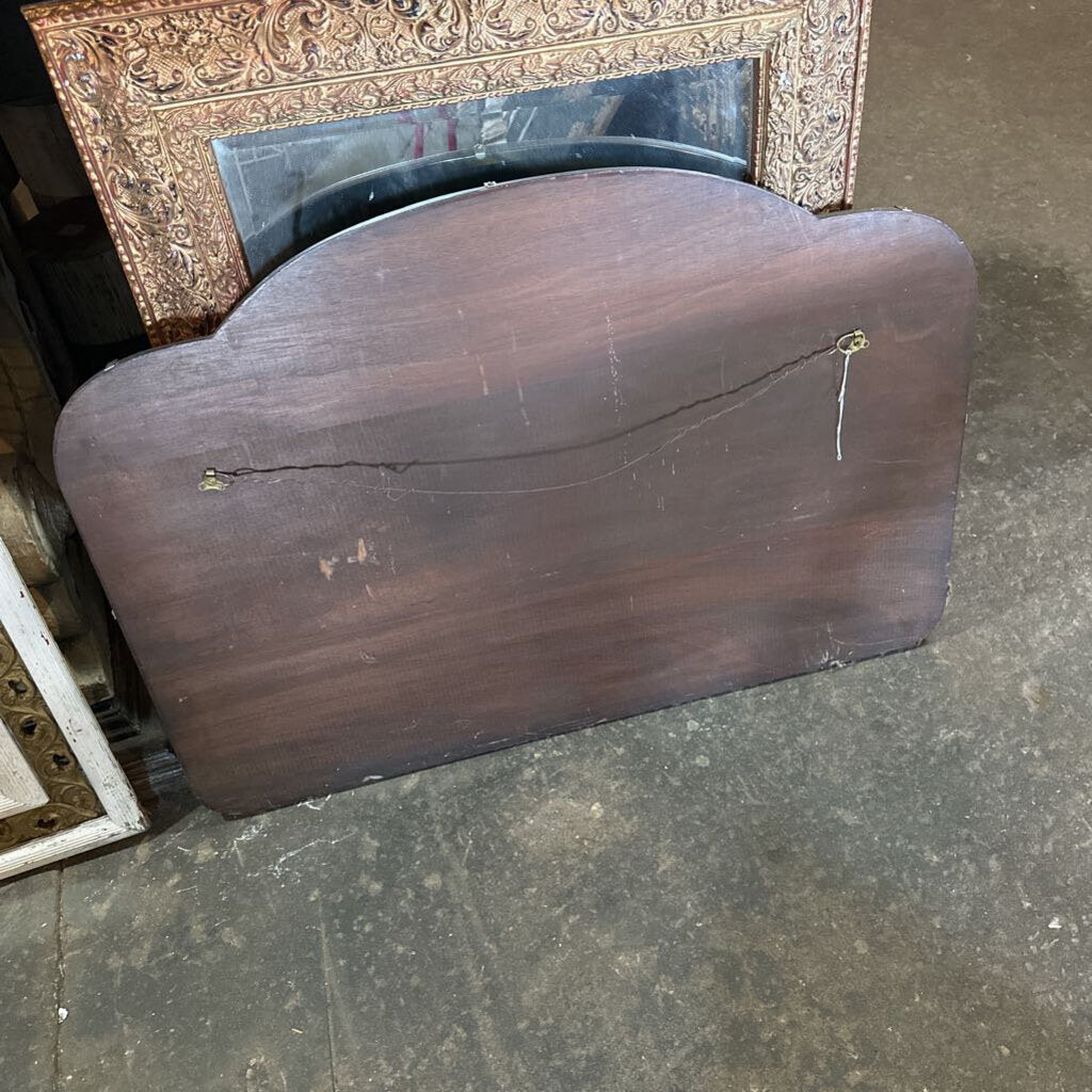 VINTAGE FRAMELESS MIRROR WITH WOOD BACK