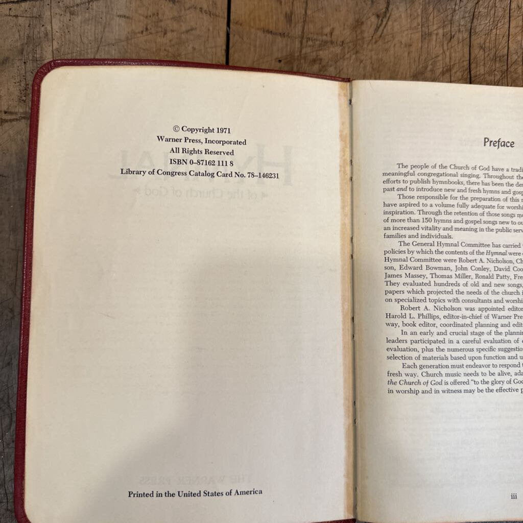 HYMNAL OF THE CHURCH OF GOD, 1971