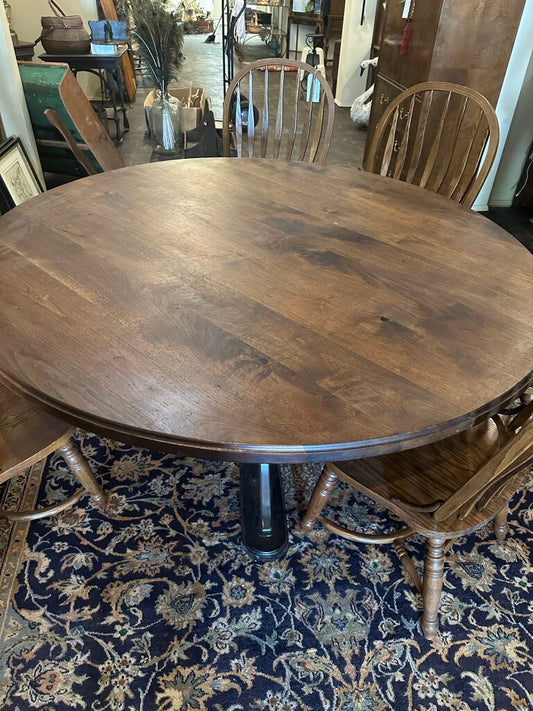 HANDMADE BLACK WALNUT ROUND DINING TABLE