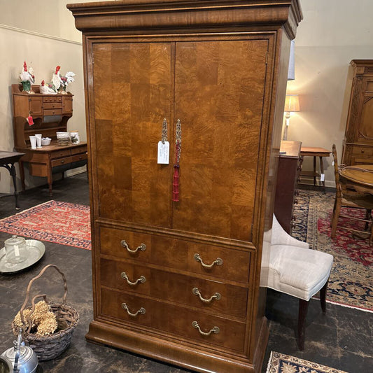HENDREDON CHARLES X BURLED WALNUT ARMOIRE