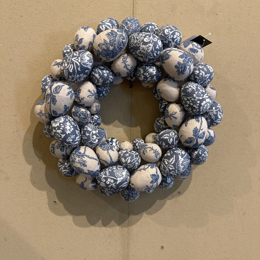 TOILE FABRIC FOAM EASTER EGG WREATH