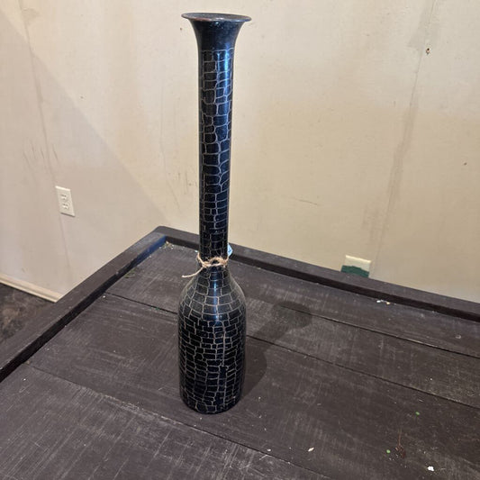 ANIMAL PRINT METAL LONG NECK VASE