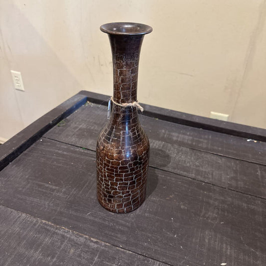 ANIMAL PRINT METAL LONG NECK VASE