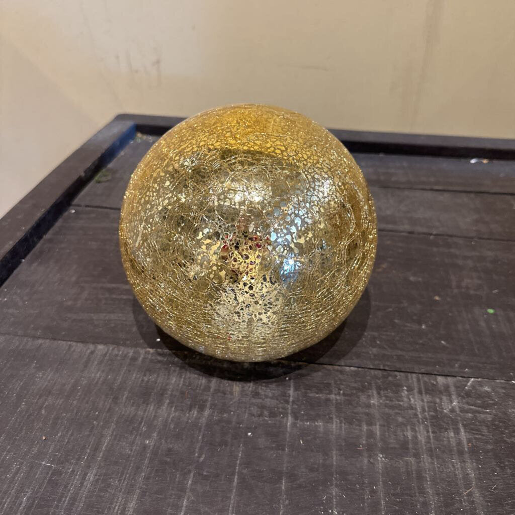 MERCURY GLASS CRACKLE LIGHTED ORB