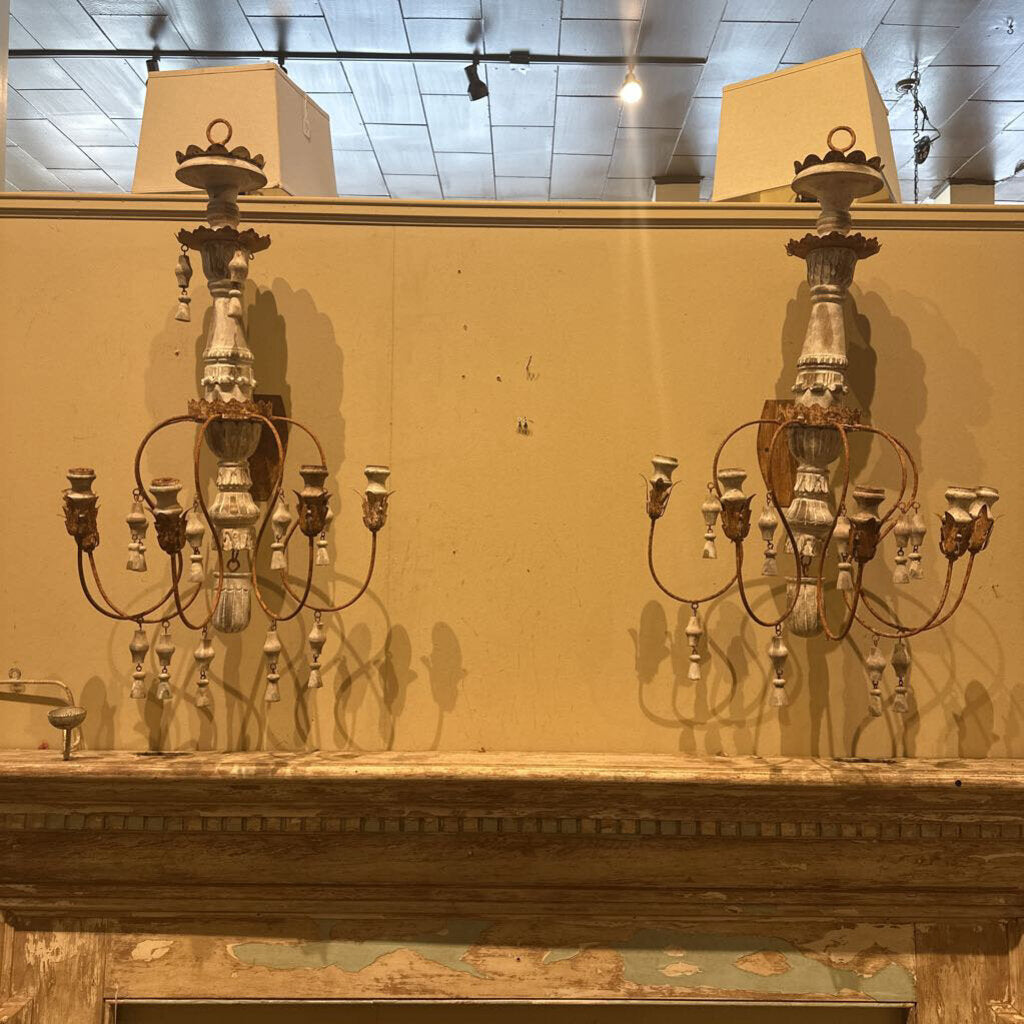 METAL AND WOOD WALL SCONCES