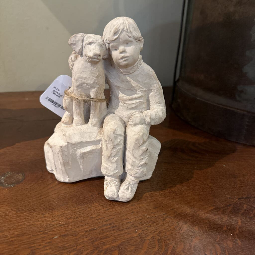 STATUE OF BOY WITH DOG