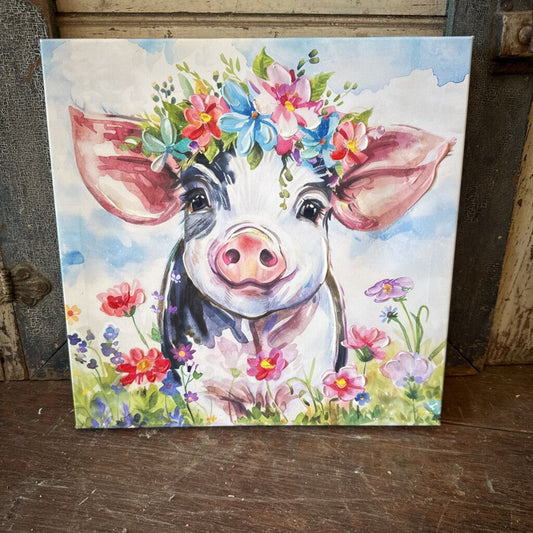 COLORFUL PIG ON CANVAS