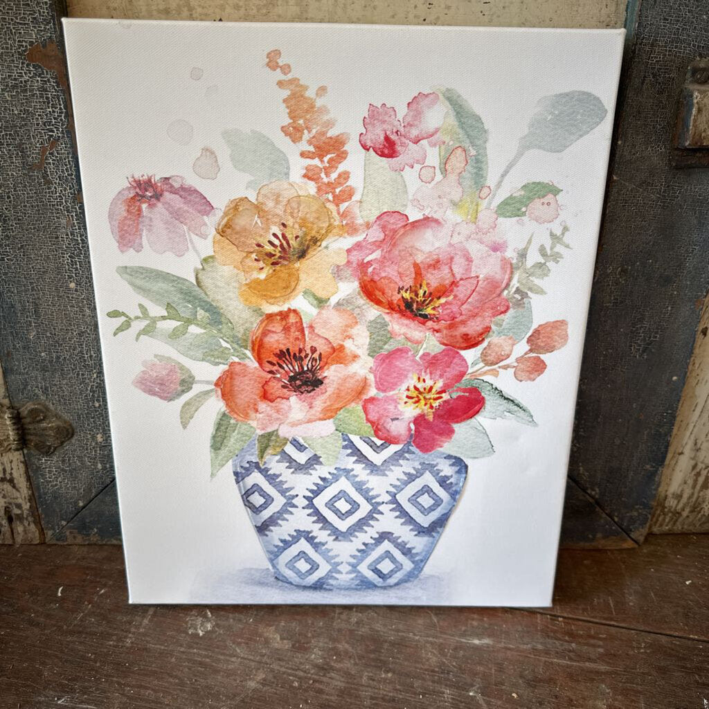CANVAS OF COLORFUL FLOWERS IN VASE