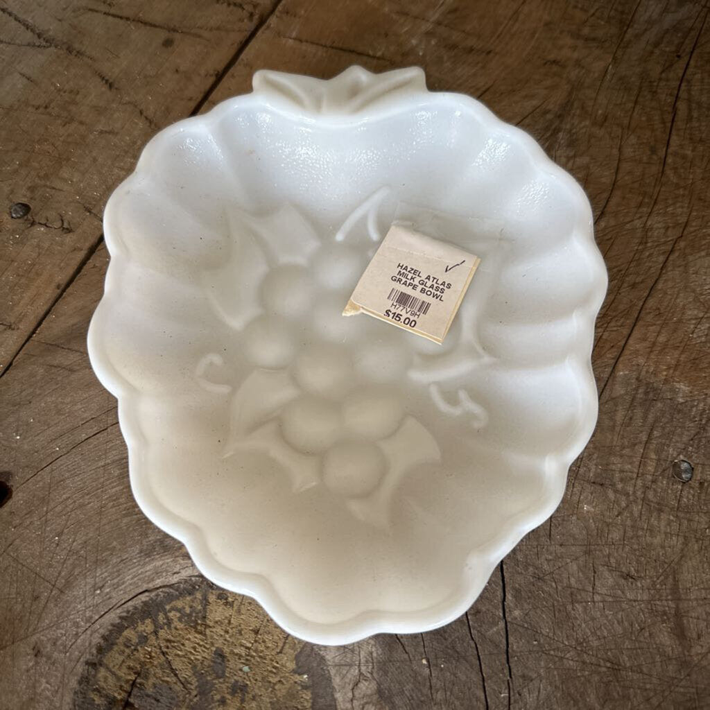 HAZEL ATLAS MILK GLASS GRAPE BOWL