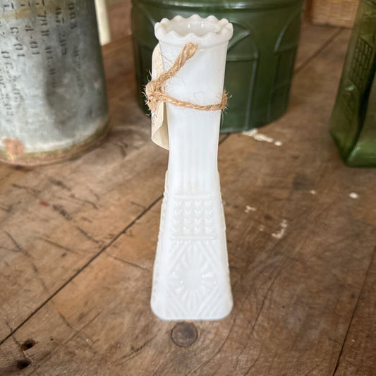 SQUARE MILK GLASS BUD VASE