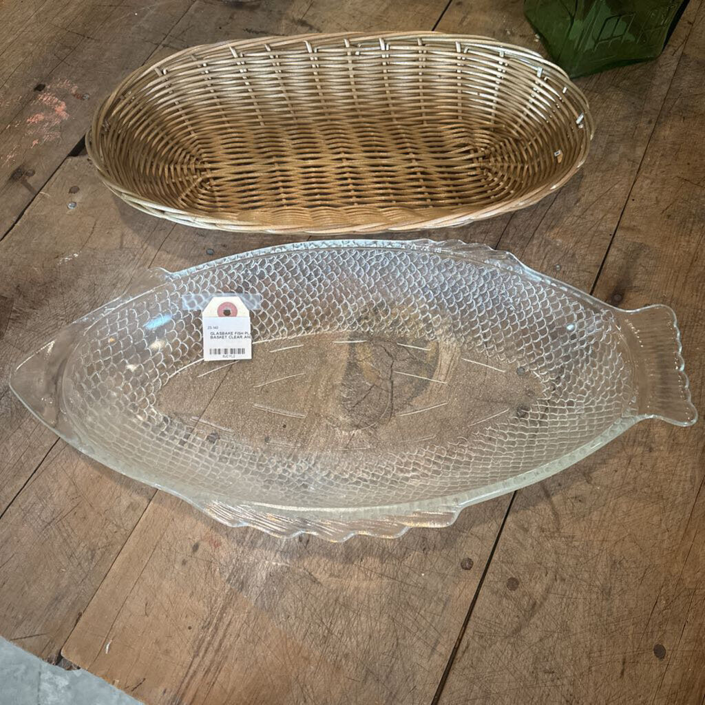 GLASBAKE FISH PLATTER WITH BASKET