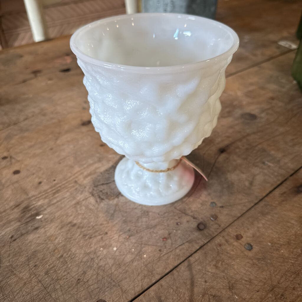 EO BRODY MILK GLASS PEDESTAL VASE
