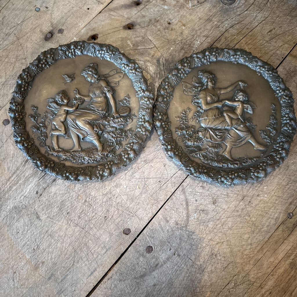 EDWARDIAN CAST BRONZE FAIRY PLAQUES