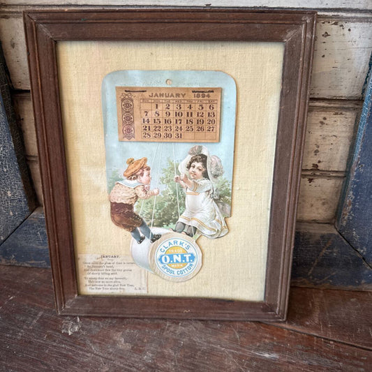 FRAMED CLARK'S SPOOL COTTON ADVERTISEMENT DATED 1894