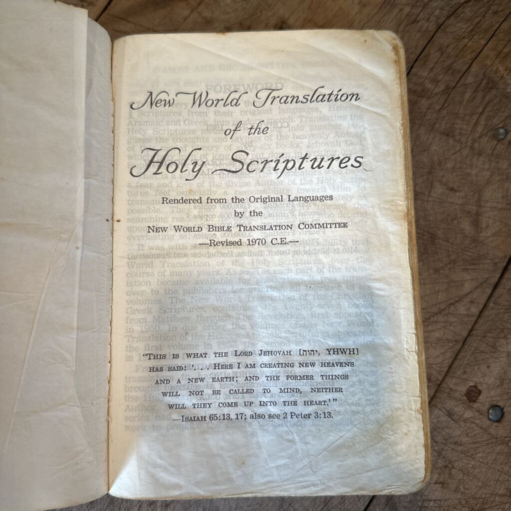 NEW WORLD TRANSLATION HOLY BIBLE