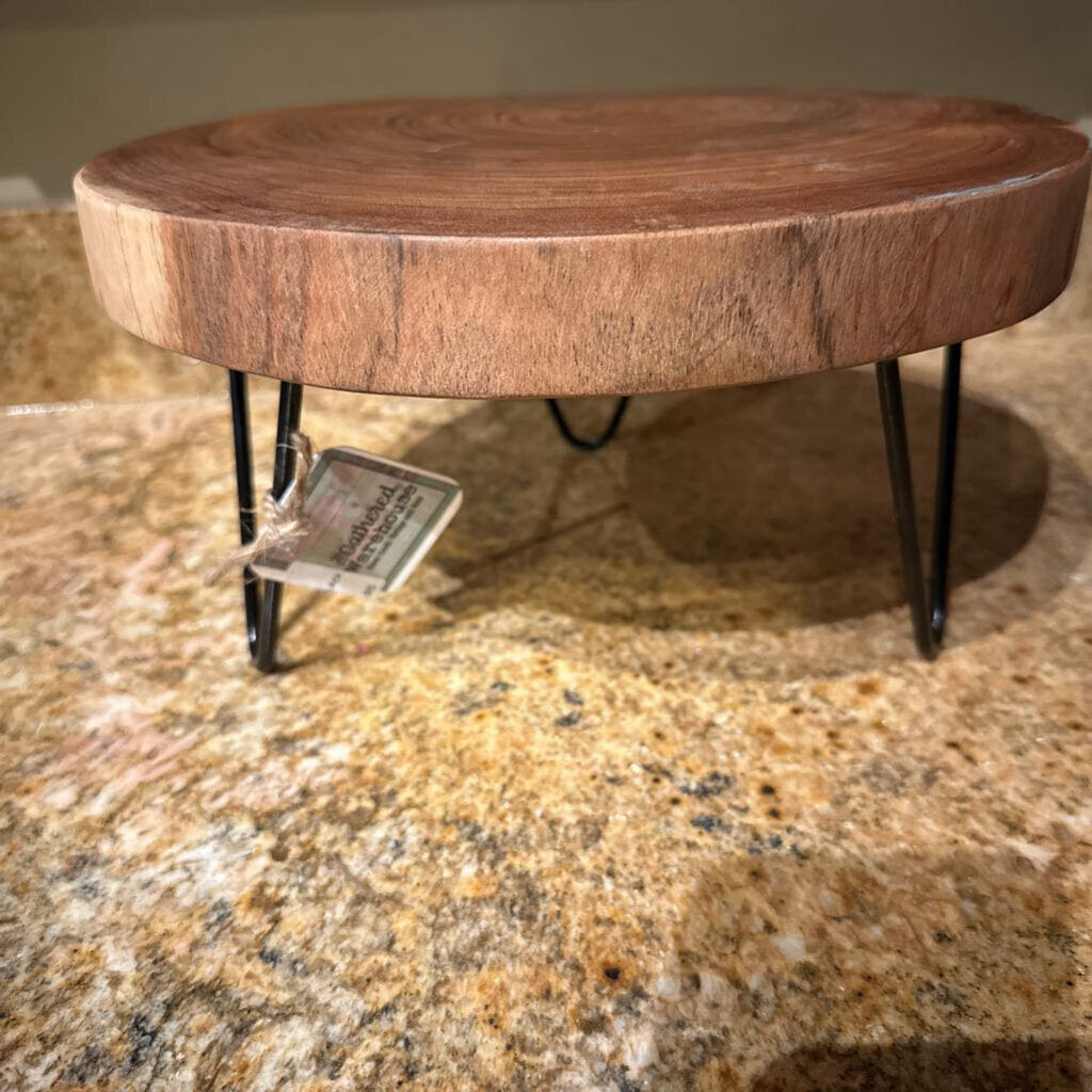 WOOD AND METAL PLANT STAND/RISER