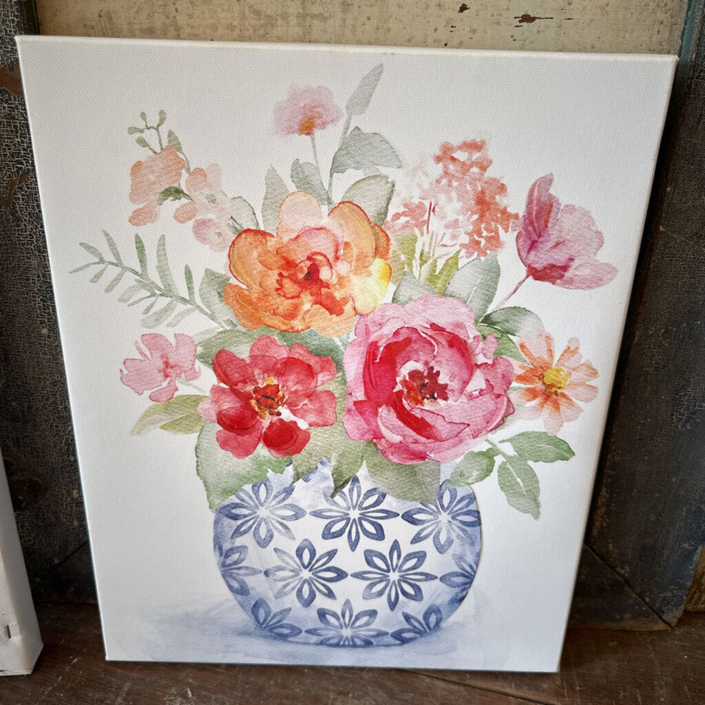 CANVAS OF COLORFUL FLOWERS IN VASE