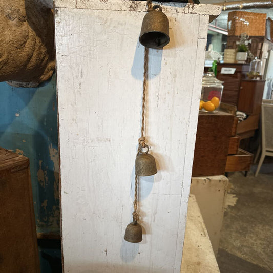 VINTAGE BRASS BELLS ON JUTE