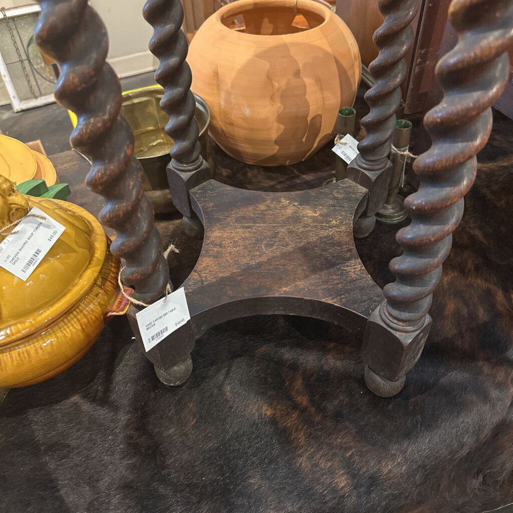 HAND CARVED END TABLE