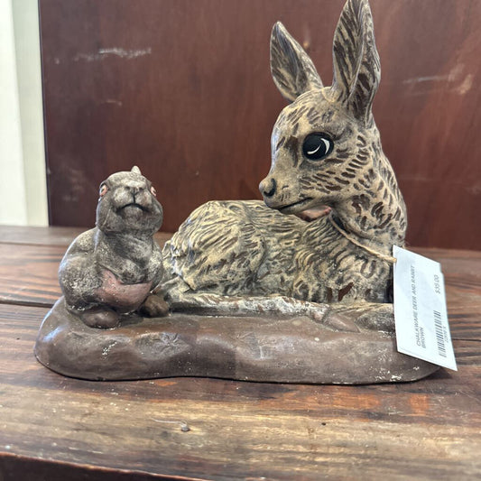 CHALKWARE DEER AND RABBIT