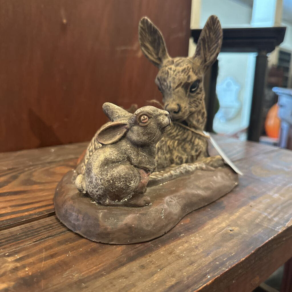 CHALKWARE DEER AND RABBIT