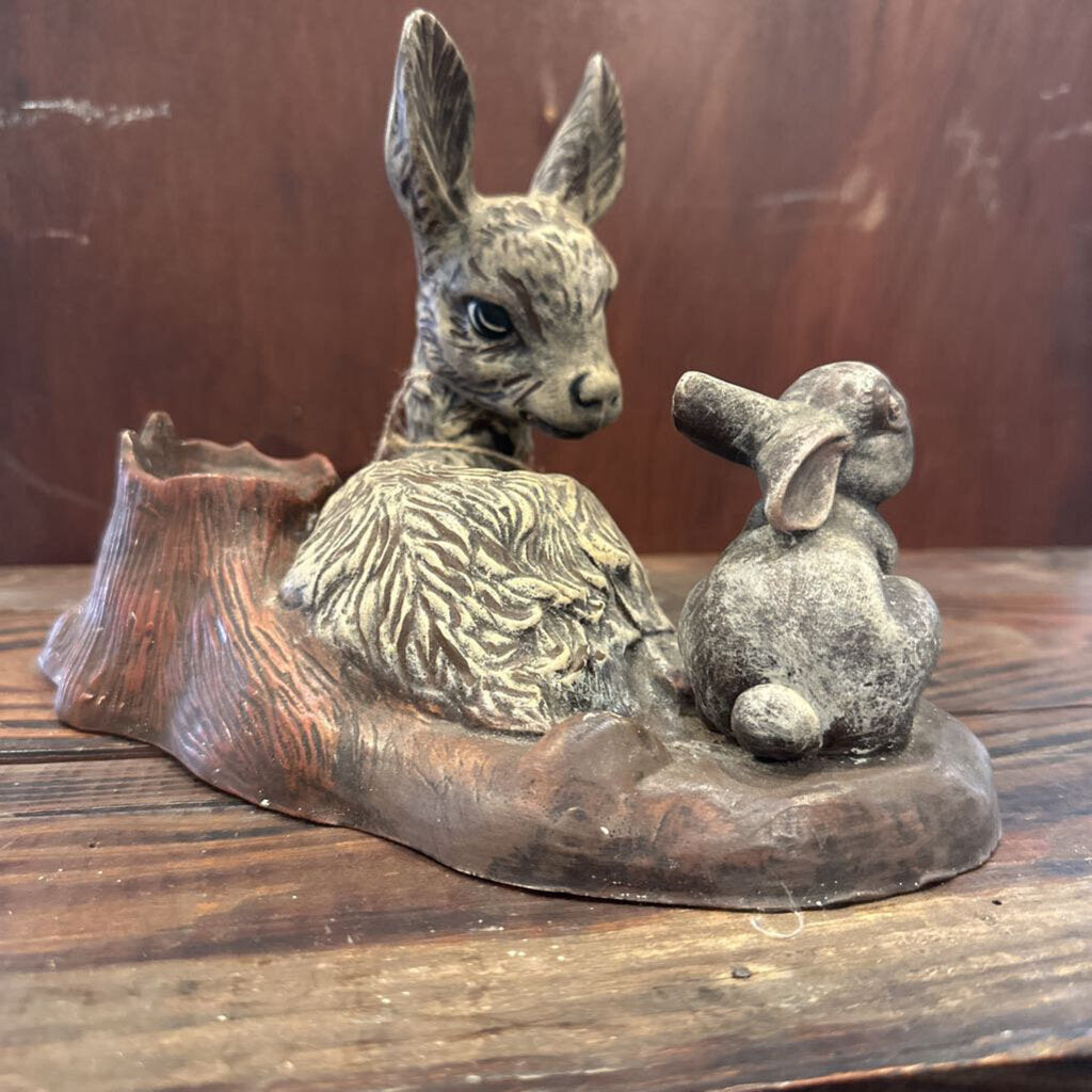 CHALKWARE DEER AND RABBIT