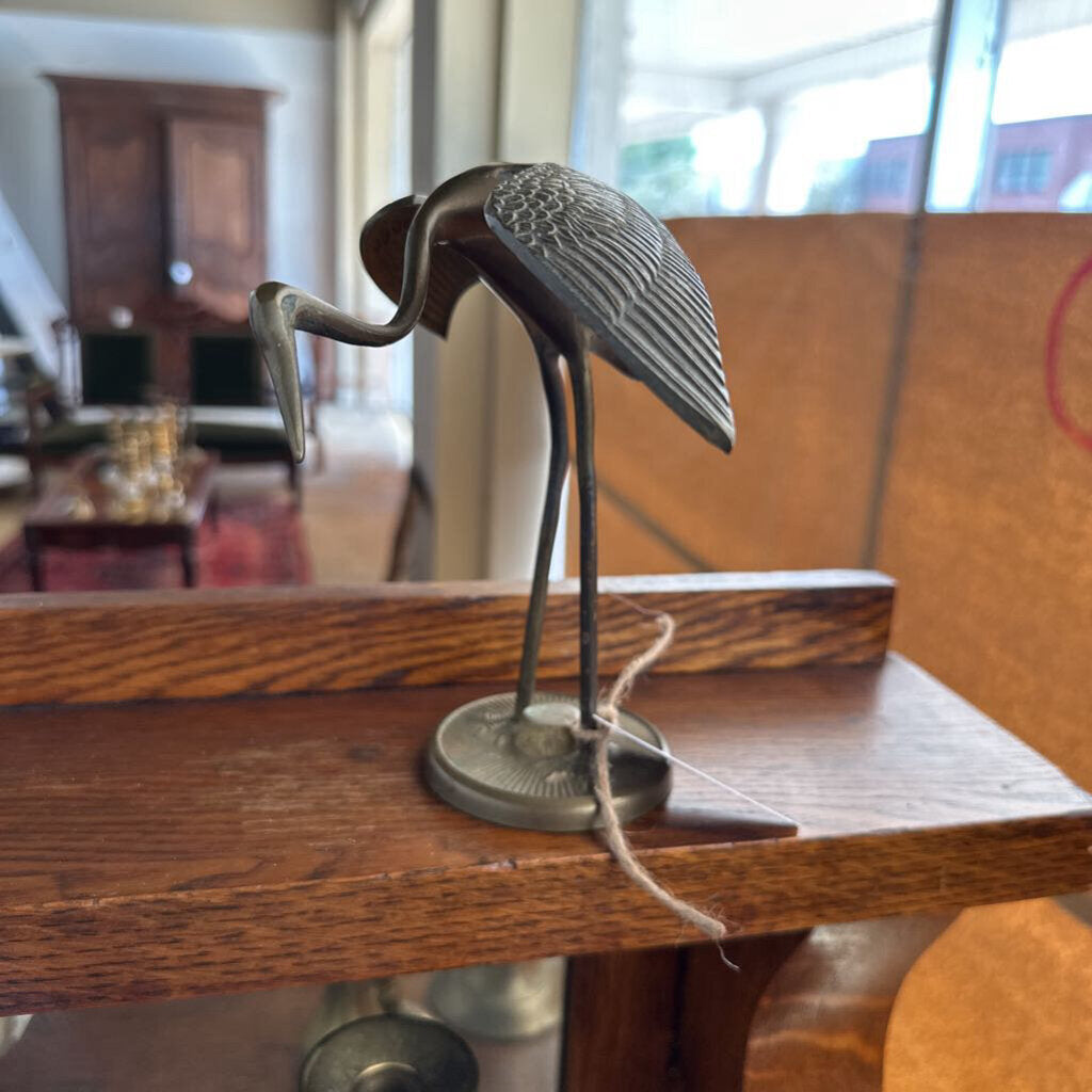 BRASS CRANE WITH WINGS SPREAD
