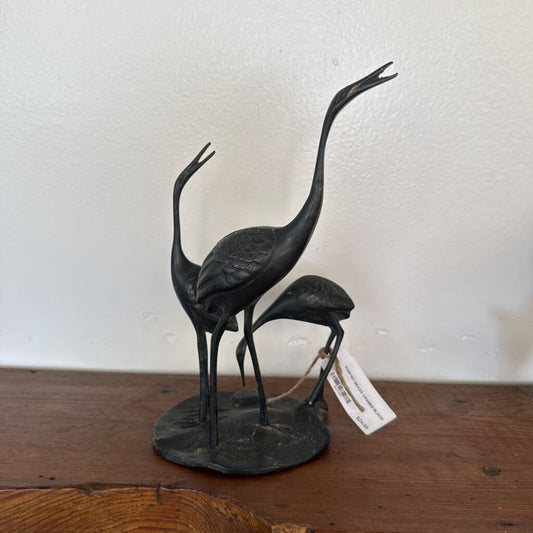 PAINTED BRASS CRANES