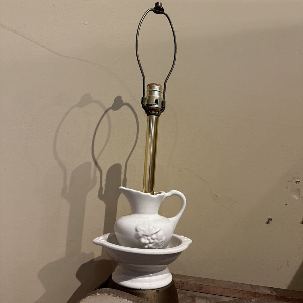 IRONSTONE PITCHER AND BOWL LAMP